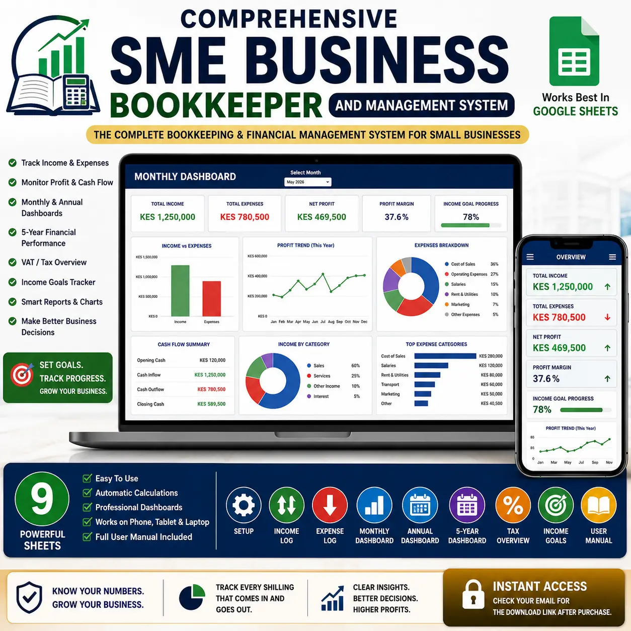 Comprehensive SME Business Bookkeeper Excel Workbook
